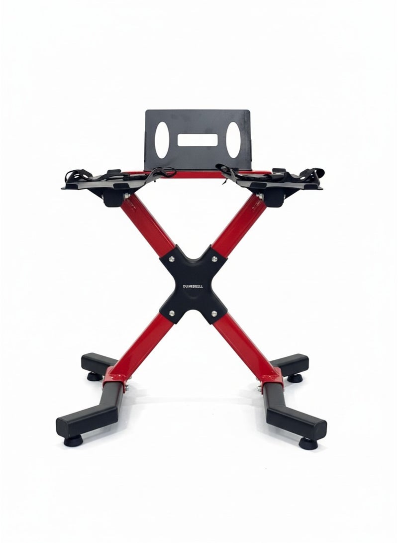 Sky Land X-Frame Dumbbell Stand for Home Gym – Heavy Duty 120KG Weight Rack for Adjustable & Fixed Dumbbells, Anti-Slip Steel Frame, Compact Space-Saving Dumbbells Storage – Red & Black EM-9262R - Image 1